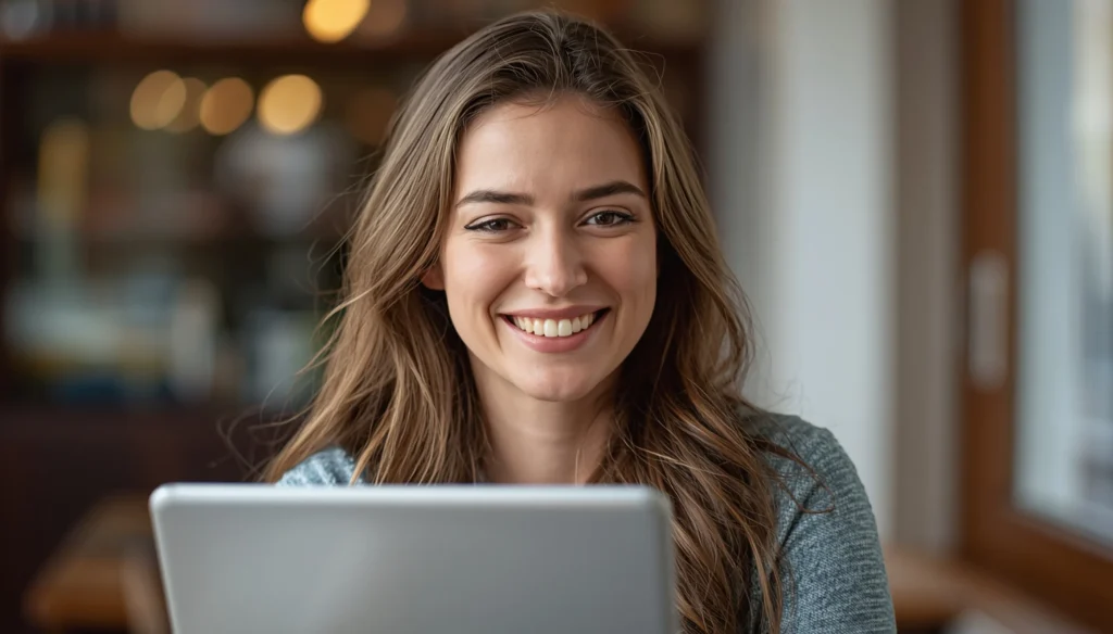 smiling girl because of contributin in novus