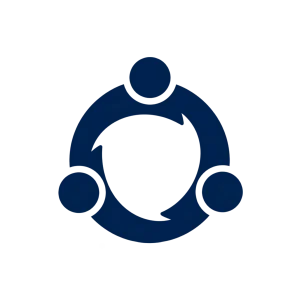 Icon of interconnected figures representing collaborative care coordination