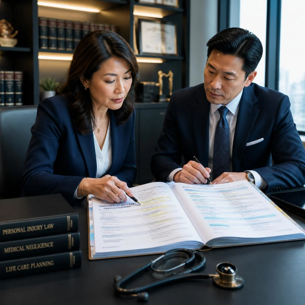 Legal consulting image Legal nurse consultant reviewing medical records for an attorney